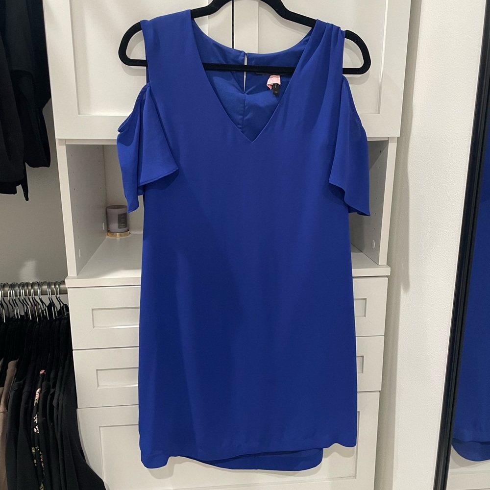 BCBG Blue Cold Shoulder Dress